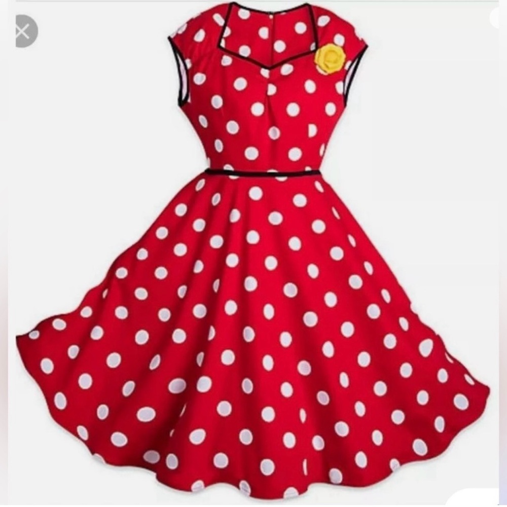 Disney Parks Dress Shop Minnie Mouse Red Polka Dot Dress Woman's Size Large